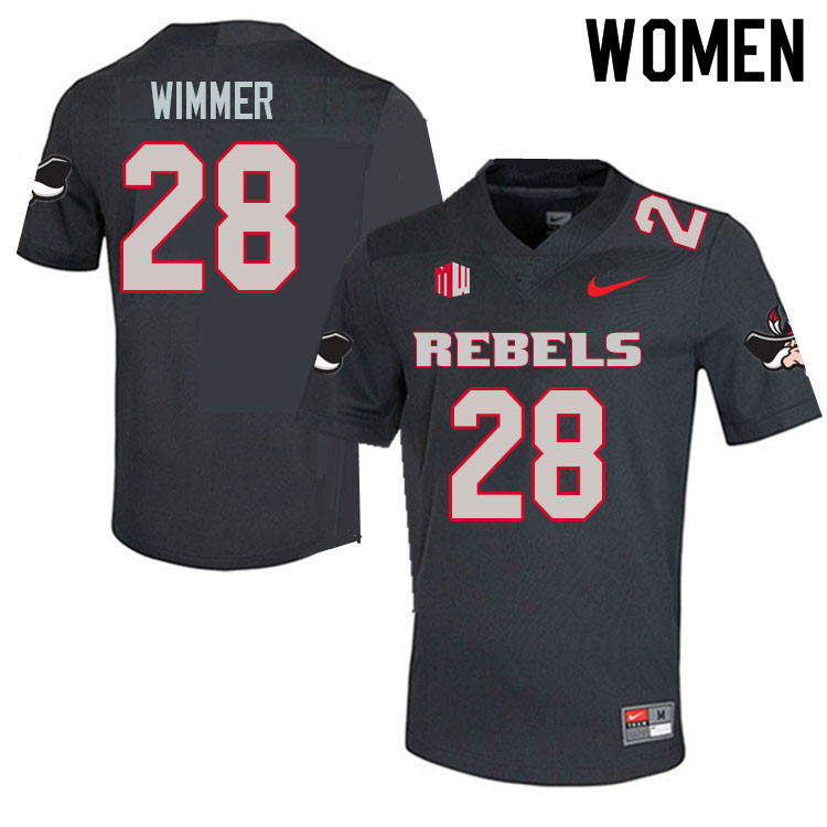 Women #28 Andrew Wimmer UNLV Rebels College Football Jerseys Sale-Charcoal - Click Image to Close